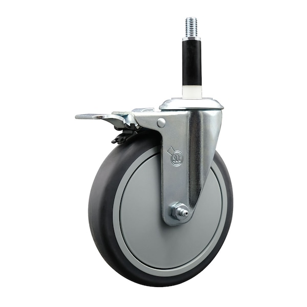 Service Caster 6'' Thermoplastic Rubber Swivel 7/8'' Expanding Stem Caster Total Lock Brake SCC-EXTTL20S614-TPRB-78 - main